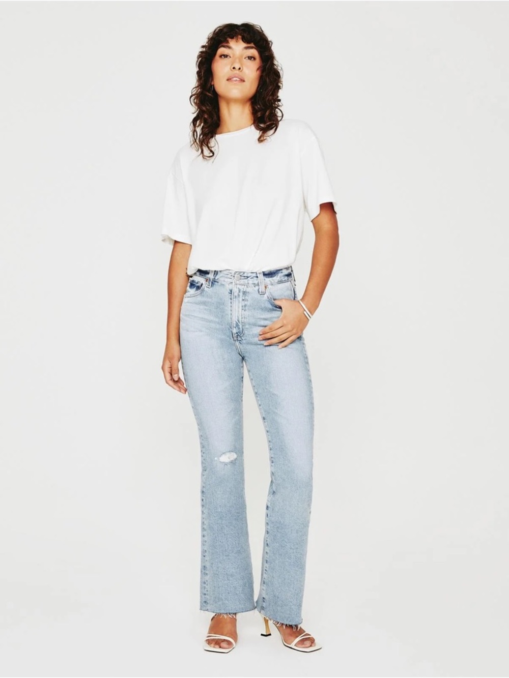AG Adriano Goldschmied Alexxis High Waist Raw Hem Bootcut Jeans Summer Solstice